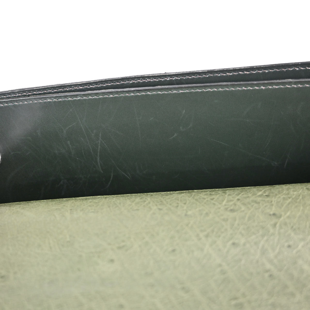 Hermes * Vert Olive Ostrich Sac a Depeches 41 Business Handbag