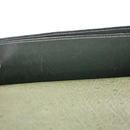 Hermes * Vert Olive Ostrich Sac a Depeches 41 Business Handbag