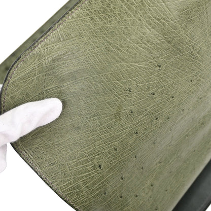 Hermes * Vert Olive Ostrich Sac a Depeches 41 Business Handbag