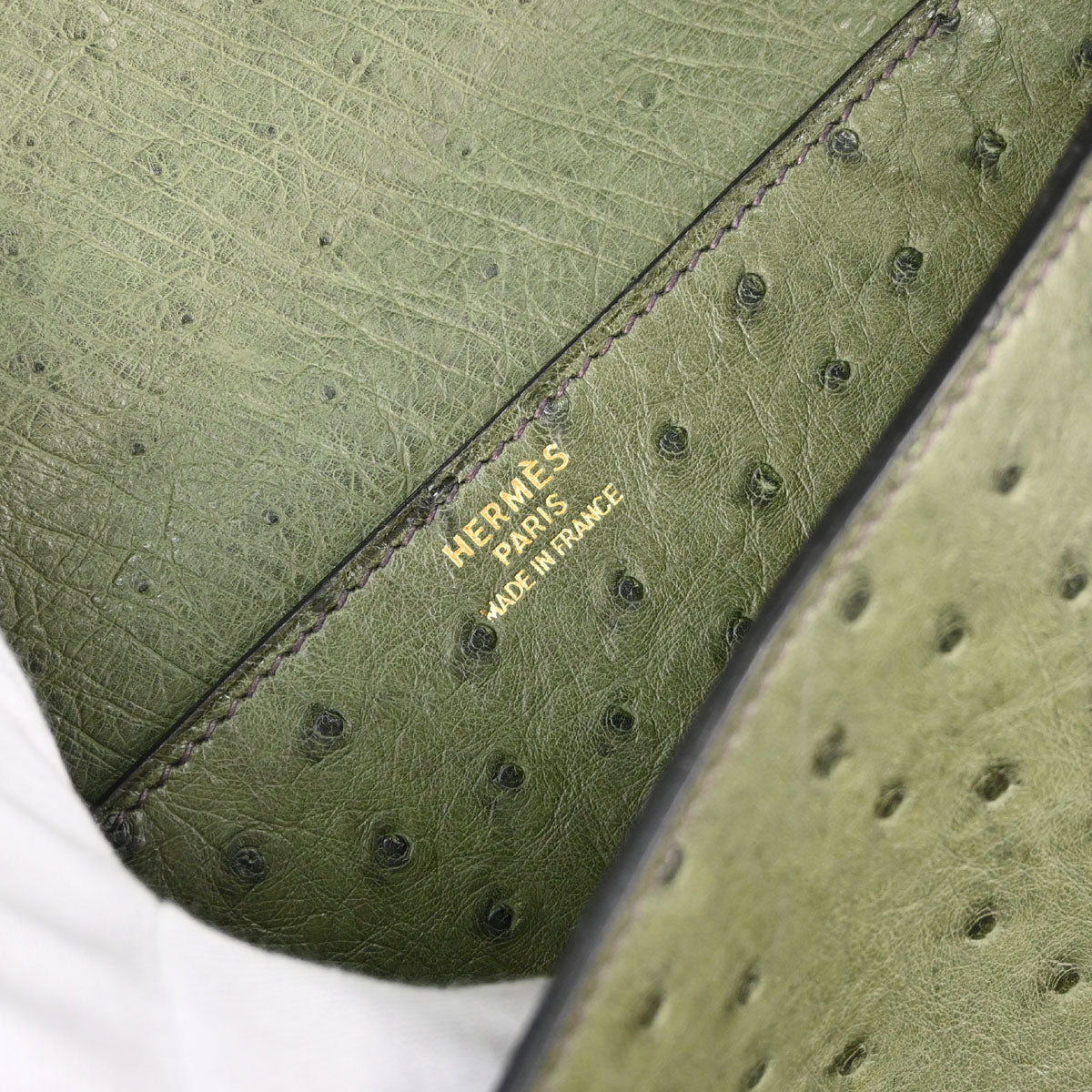 Hermes * Vert Olive Ostrich Sac a Depeches 41 Business Handbag