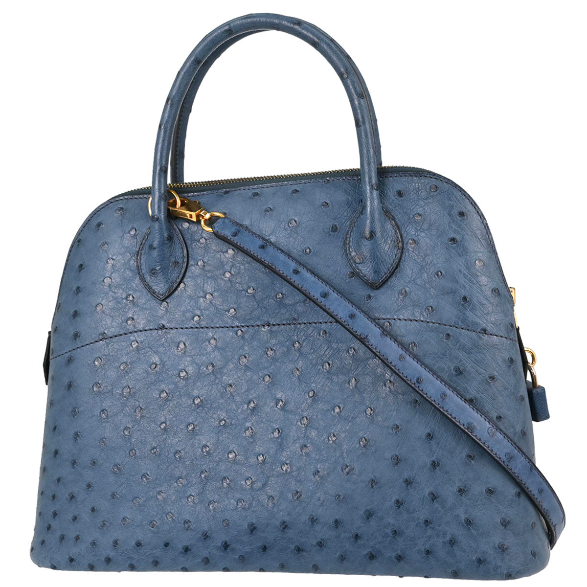 Hermes * Blue Roy Ostrich Bolide 31 2way Shoulder Handbag
