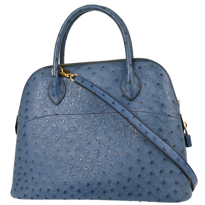 Hermes * Blue Roy Ostrich Bolide 31 2way Shoulder Handbag