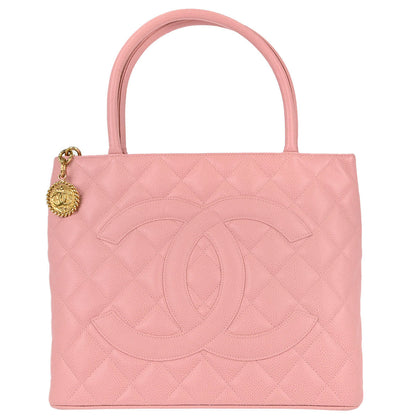 Chanel Pink Calfskin Medallion Tote Handbag
