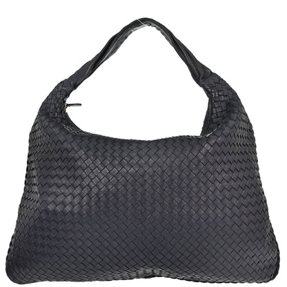 Bottega Veneta Navy Lambskin Intrecciato Hobo Handbag