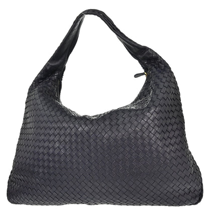 Bottega Veneta Navy Lambskin Intrecciato Hobo Handbag