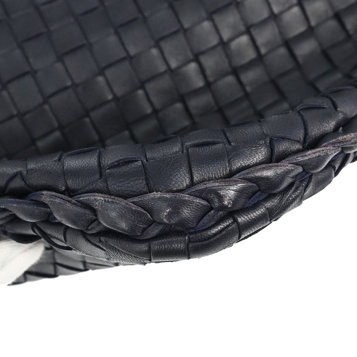 Bottega Veneta Navy Lambskin Intrecciato Hobo Handbag