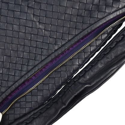Bottega Veneta Navy Lambskin Intrecciato Hobo Handbag