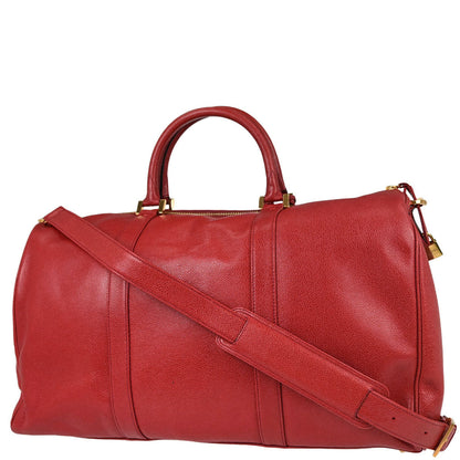 Chanel Red Caviar Skin 2way Shoulder Duffle Handbag