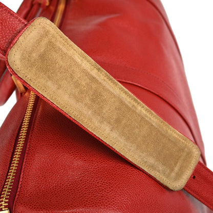 Chanel Red Caviar Skin 2way Shoulder Duffle Handbag
