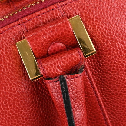 Chanel Red Caviar Skin 2way Shoulder Duffle Handbag