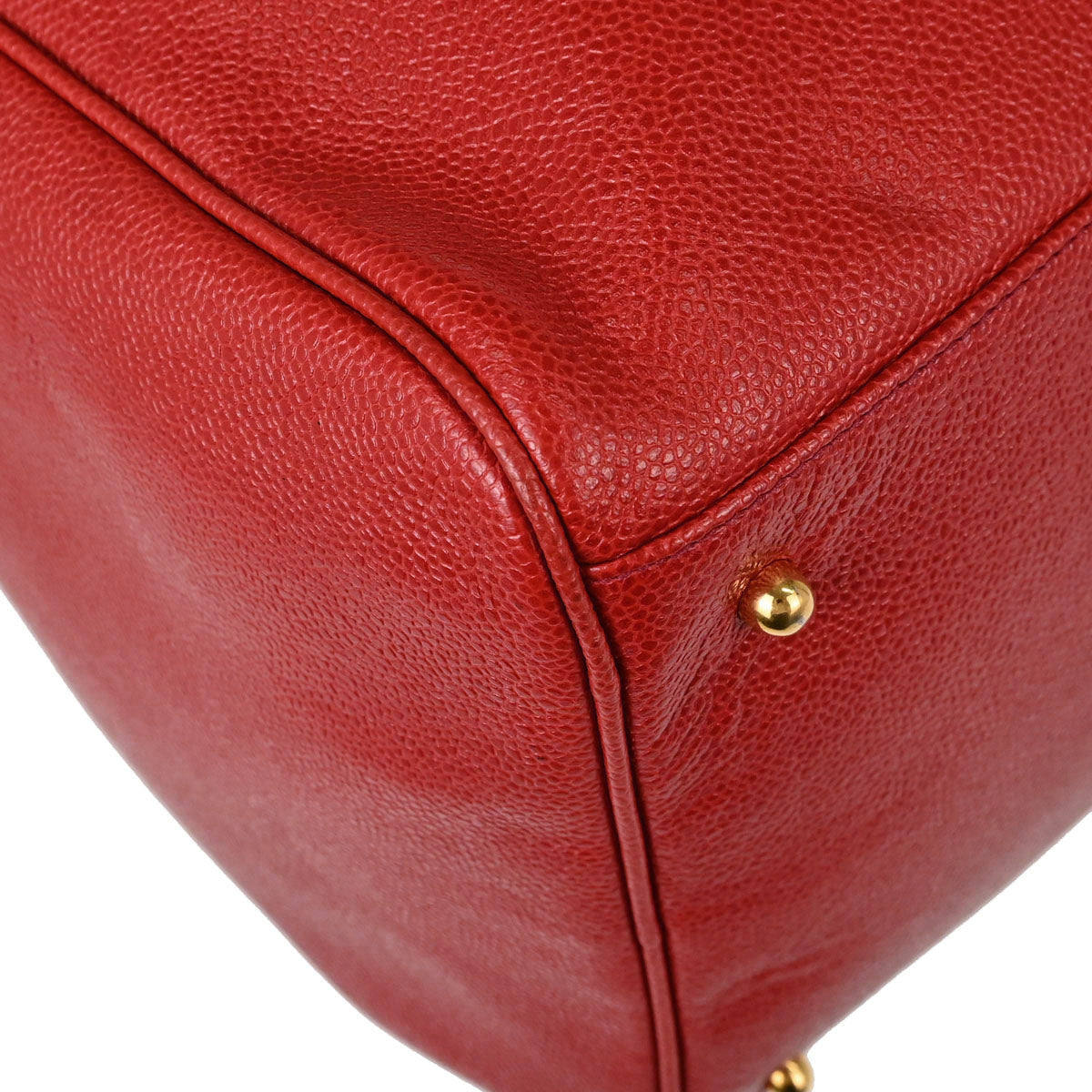 Chanel Red Caviar Skin 2way Shoulder Duffle Handbag