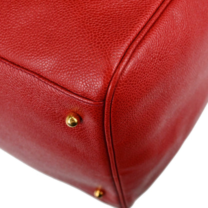 Chanel Red Caviar Skin 2way Shoulder Duffle Handbag