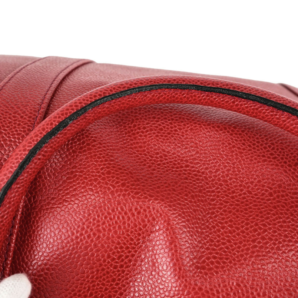 Chanel Red Caviar Skin 2way Shoulder Duffle Handbag