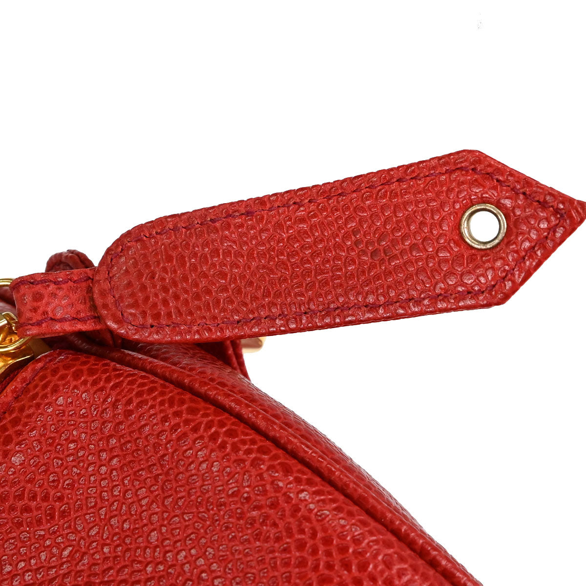 Chanel Red Caviar Skin 2way Shoulder Duffle Handbag