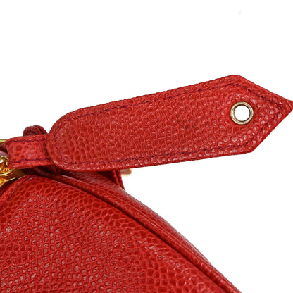 Chanel Red Caviar Skin 2way Shoulder Duffle Handbag
