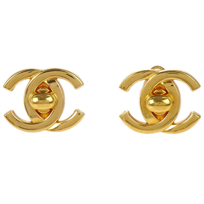 Chanel CC Turnlock Clip-On Earrings Gold Large 95A