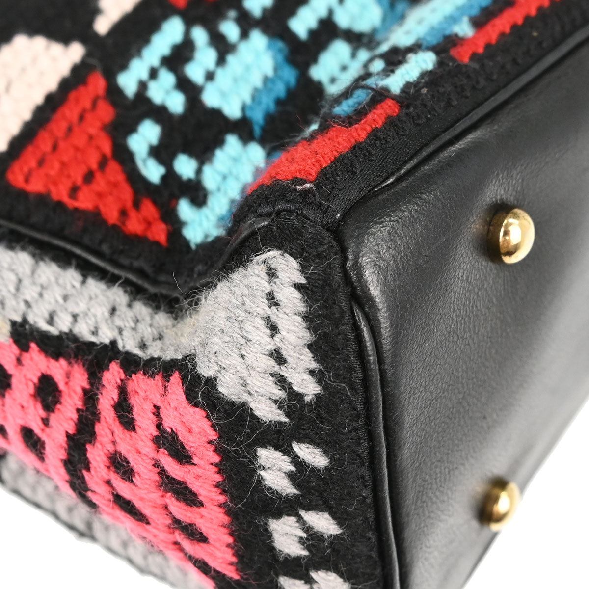 Chanel Black Canvas Precious Symbols Needlepoint Tote Handbag
