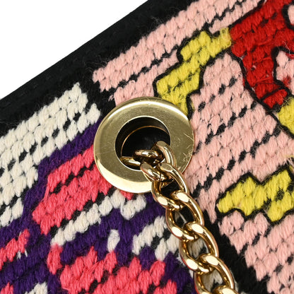 Chanel Black Canvas Precious Symbols Needlepoint Tote Handbag