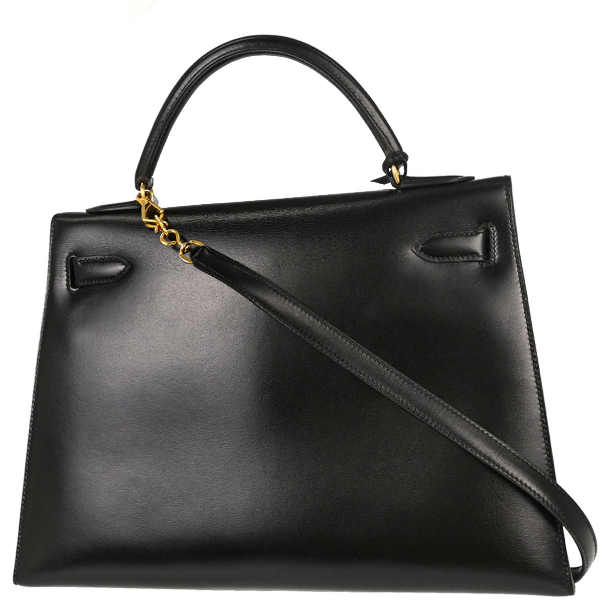 Hermes Black Box Calf Kelly 32 Sellier 2way Shoulder Handbag