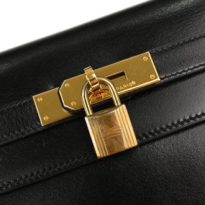 Hermes Black Box Calf Kelly 32 Sellier 2way Shoulder Handbag
