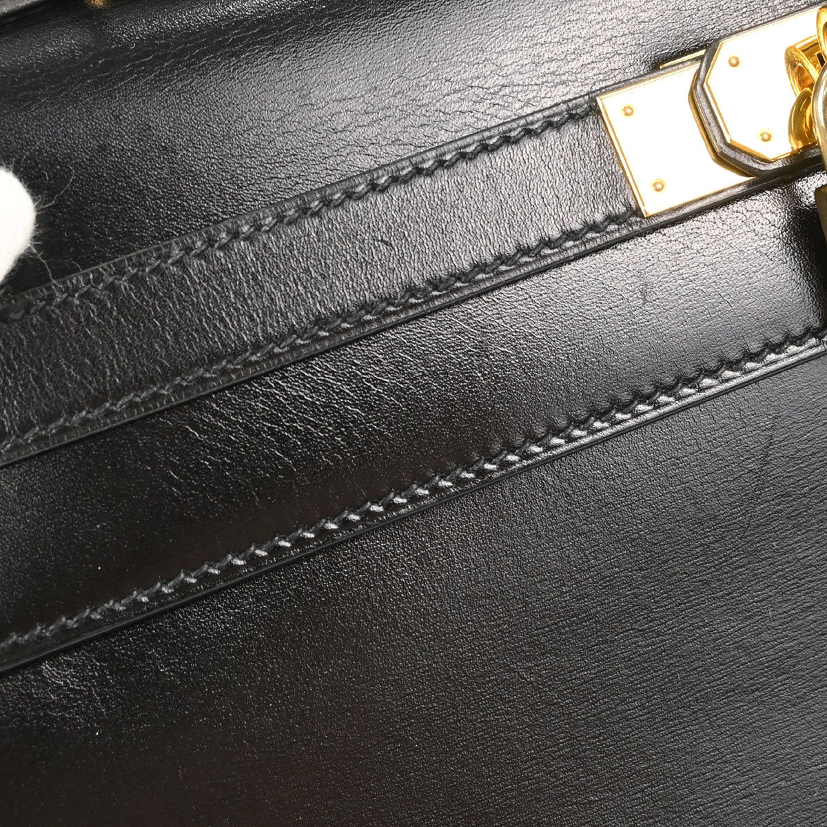 Hermes Black Box Calf Kelly 32 Sellier 2way Shoulder Handbag