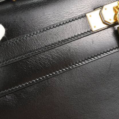 Hermes Black Box Calf Kelly 32 Sellier 2way Shoulder Handbag