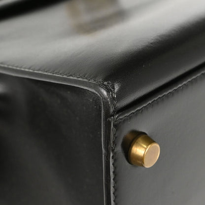 Hermes Black Box Calf Kelly 32 Sellier 2way Shoulder Handbag