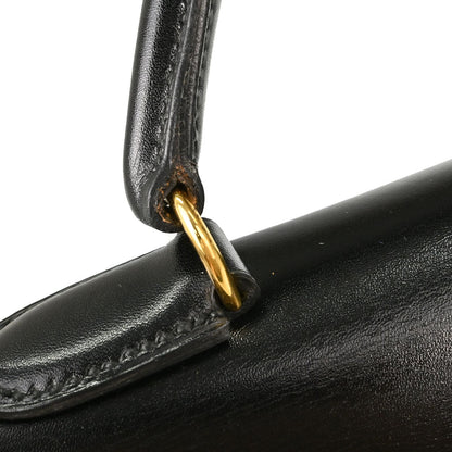 Hermes Black Box Calf Kelly 32 Sellier 2way Shoulder Handbag