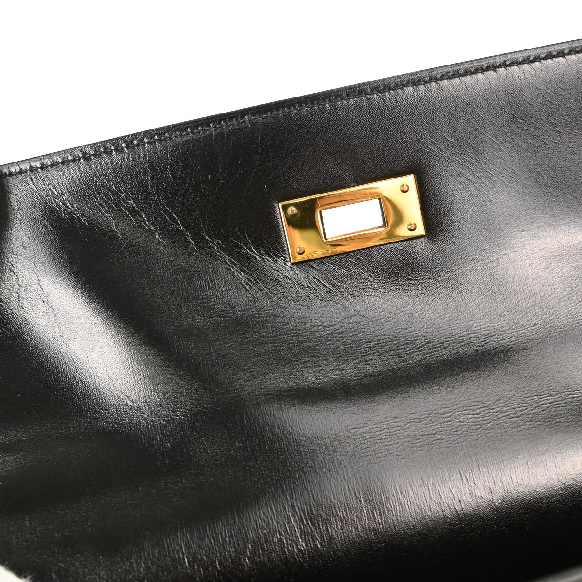 Hermes Black Box Calf Kelly 32 Sellier 2way Shoulder Handbag