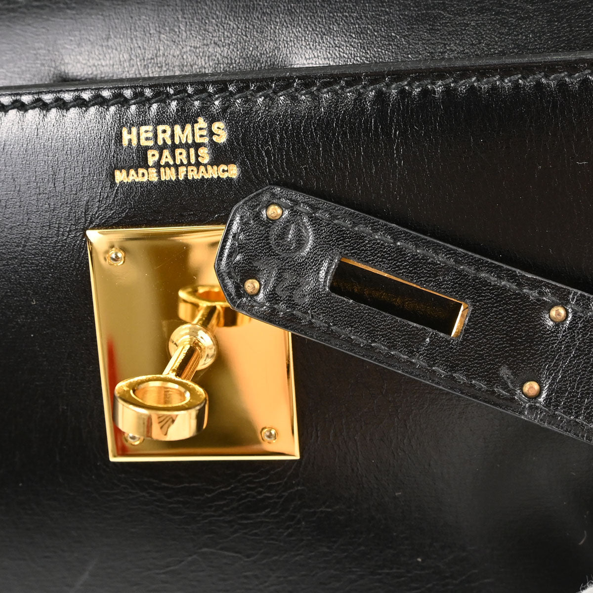 Hermes Black Box Calf Kelly 32 Sellier 2way Shoulder Handbag