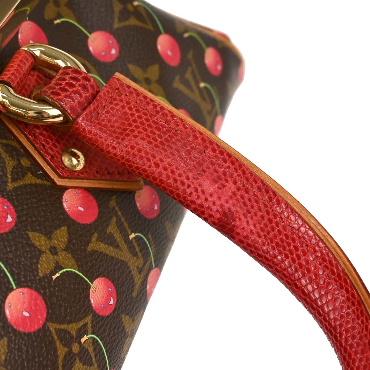 Louis Vuitton * Cherry Lizard Sac Fermoir GM Handbag M95002