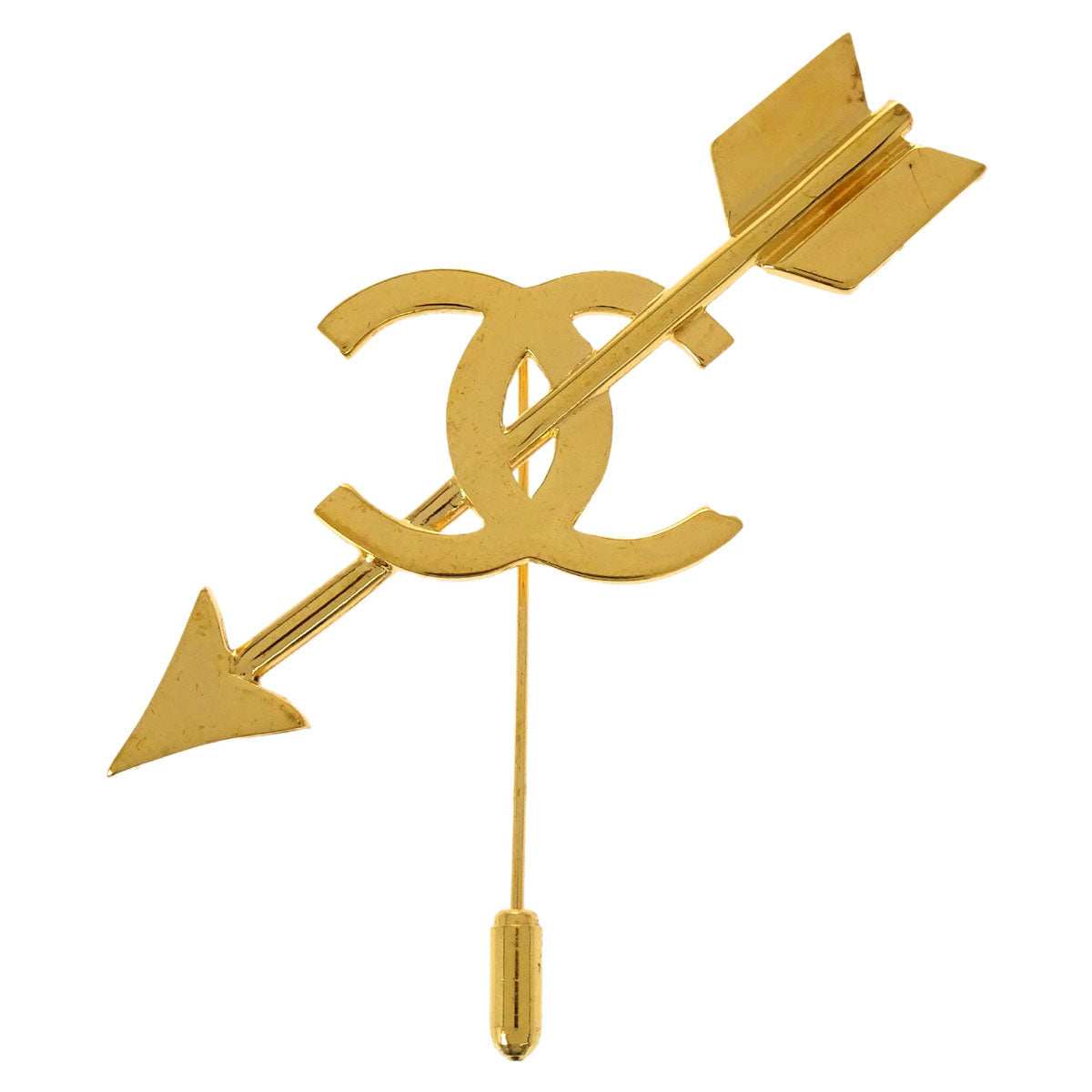 Chanel CC And Arrow Brooch Pin Gold 28