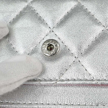 Chanel 2012 Silver Lambskin Cardholder Small Good