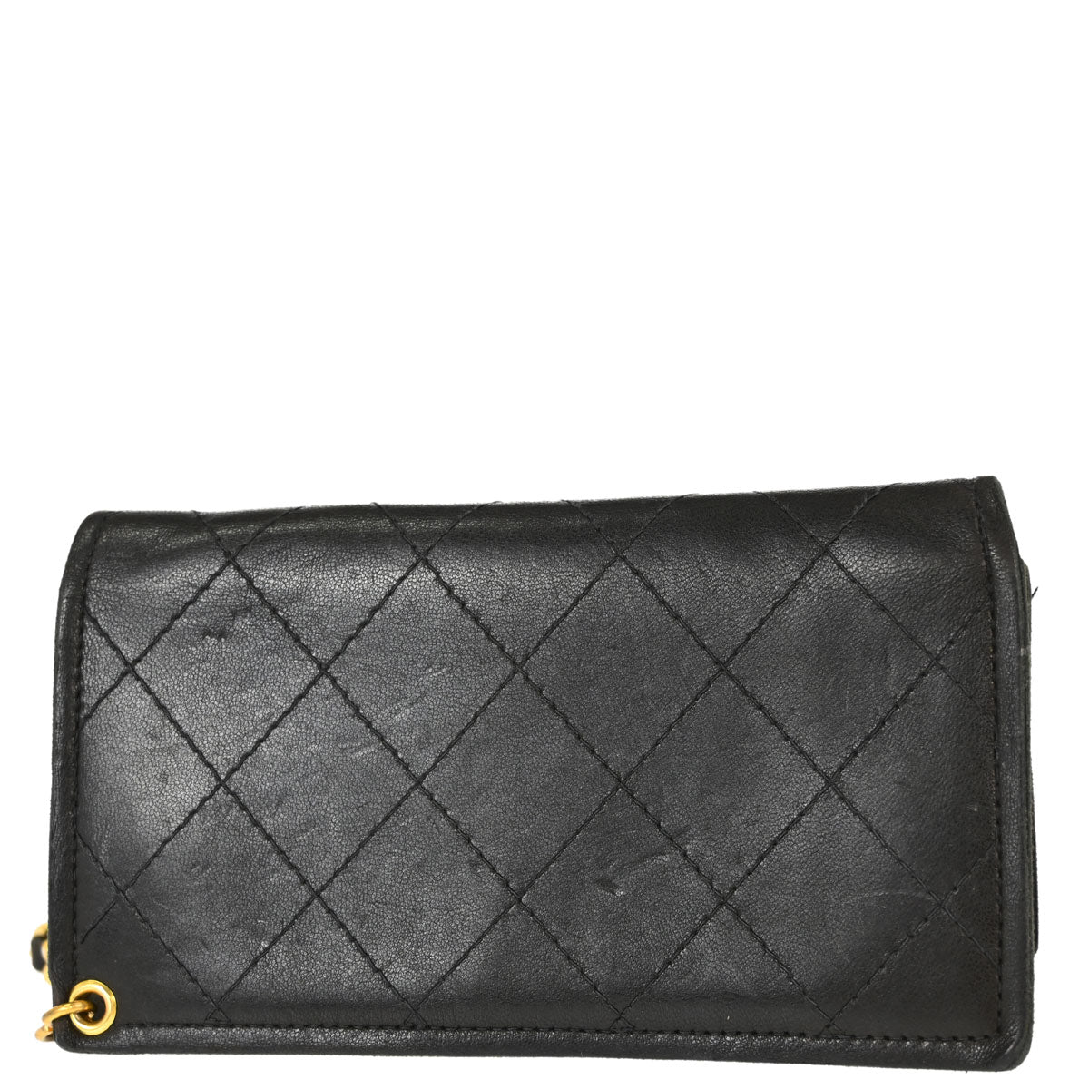 Chanel Black Lambskin Chain Strap Wallet