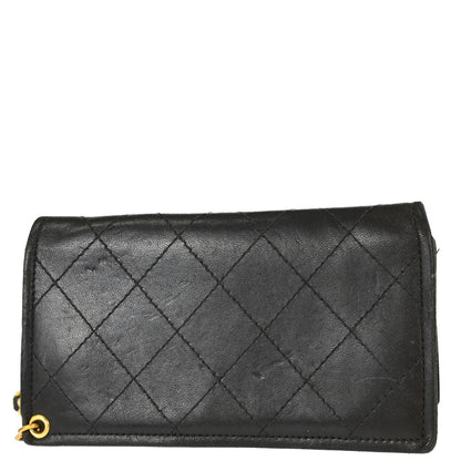 Chanel Black Lambskin Chain Strap Wallet