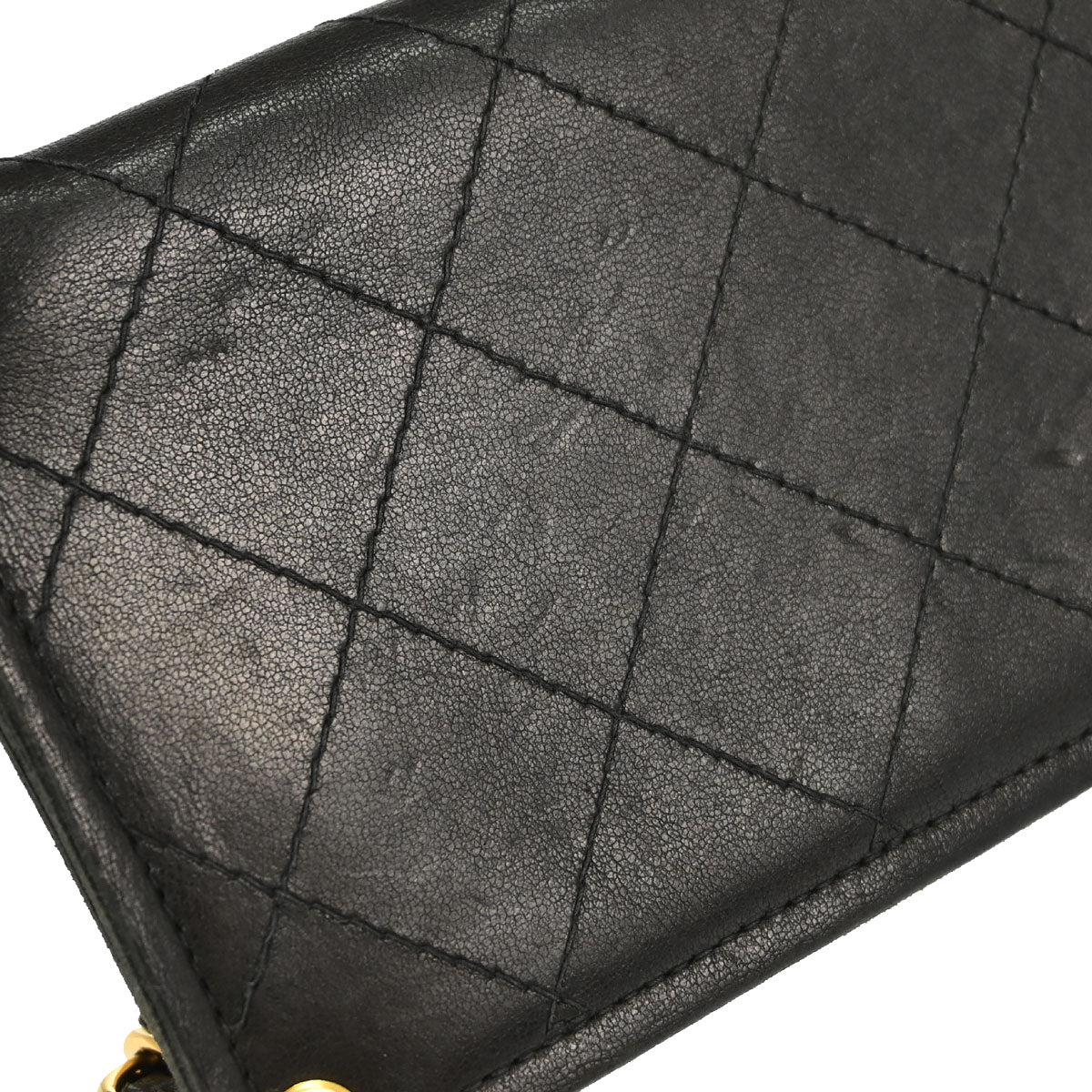 Chanel Black Lambskin Chain Strap Wallet