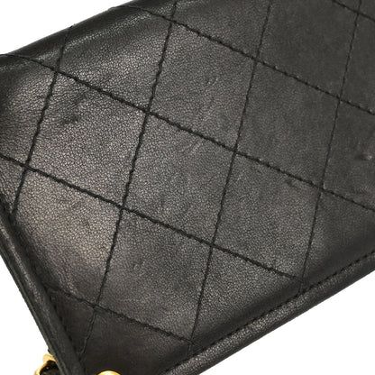 Chanel Black Lambskin Chain Strap Wallet