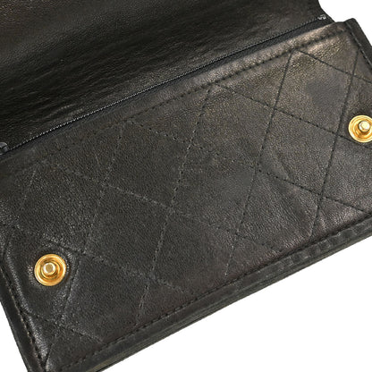 Chanel Black Lambskin Chain Strap Wallet
