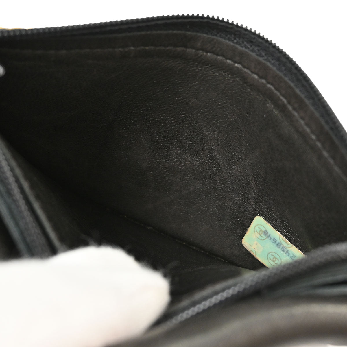 Chanel Black Lambskin Chain Strap Wallet