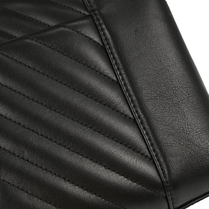 Chanel 2019 Black Lambskin Chevron Straight Flap Shoulder Bag