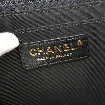 Chanel 2019 Black Lambskin Chevron Straight Flap Shoulder Bag