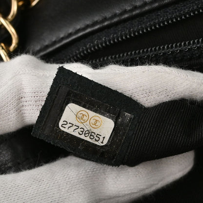 Chanel 2019 Black Lambskin Chevron Straight Flap Shoulder Bag