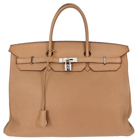 Hermes Tabac Camel Togo Birkin 40 Handbag