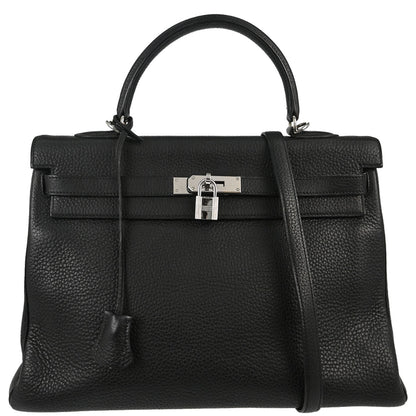Hermes Black Taurillon Clemence Kelly 35 Retourne 2way Shoulder Handbag