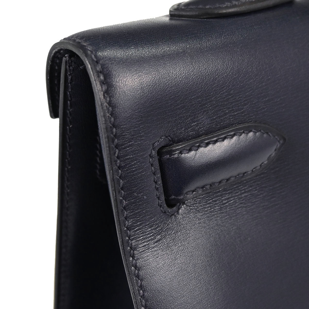 Hermes Blue Indigo Box Calf Kelly 35 Sellier 2way Shoulder Handbag