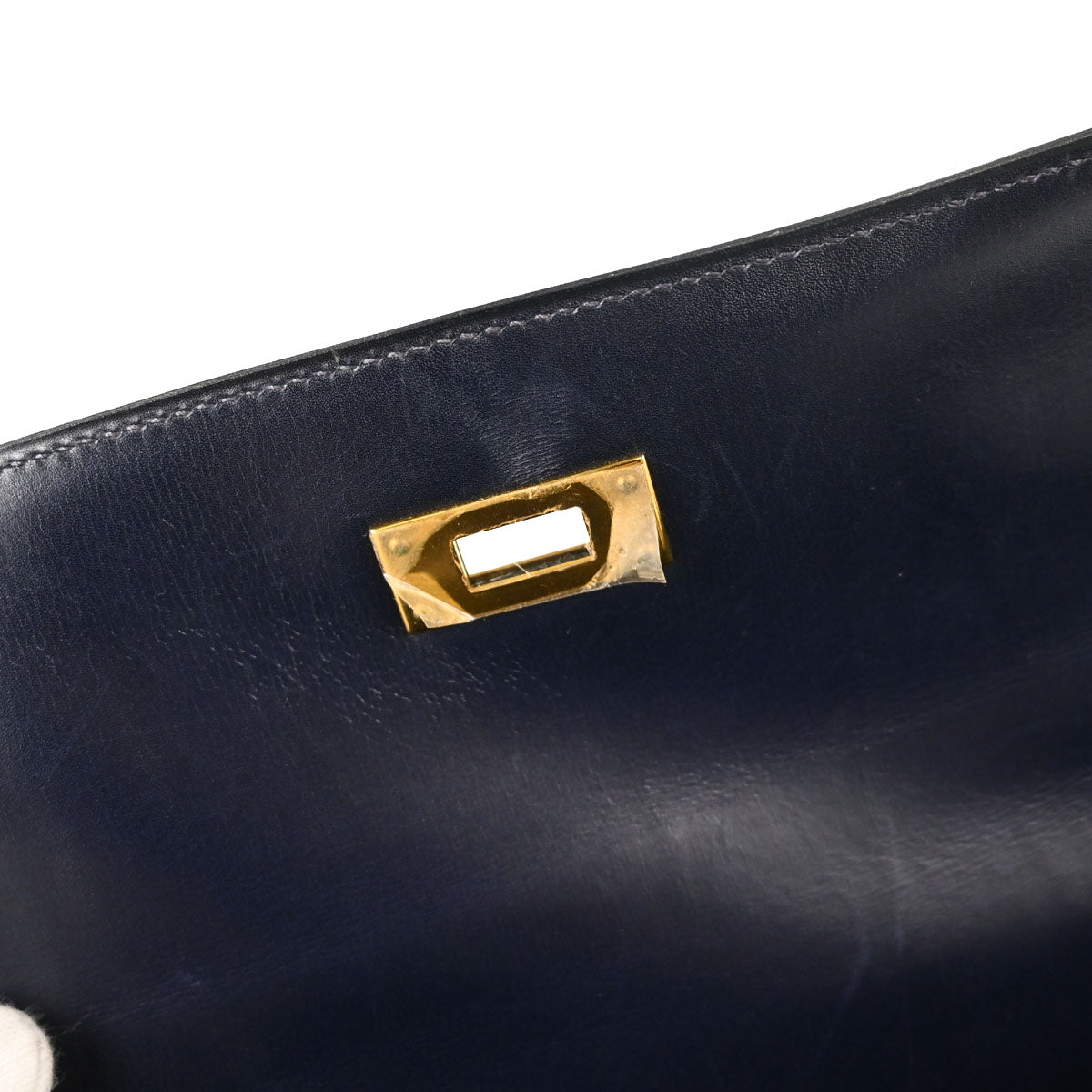 Hermes Blue Indigo Box Calf Kelly 35 Sellier 2way Shoulder Handbag