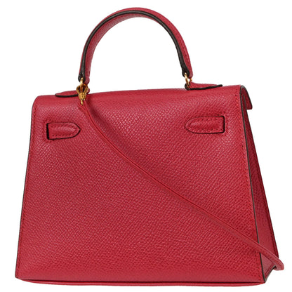 Hermes Rouge Garance Courchevel Mini Kelly 15 Sellier 2way Shoulder Handbag