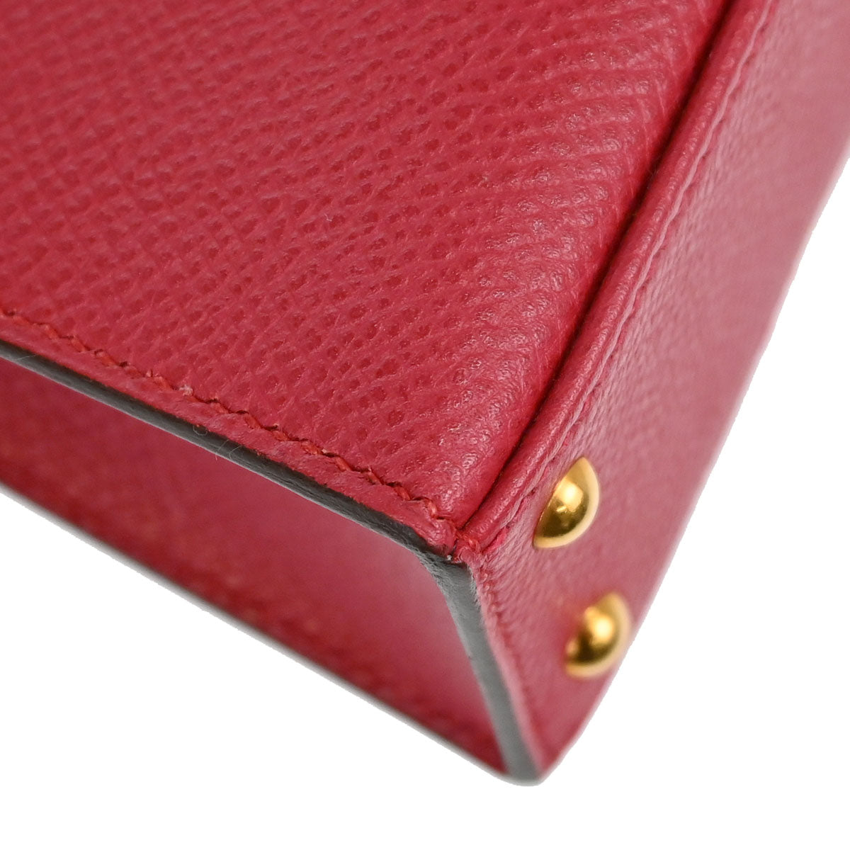 Hermes Rouge Garance Courchevel Mini Kelly 15 Sellier 2way Shoulder Handbag