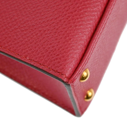 Hermes Rouge Garance Courchevel Mini Kelly 15 Sellier 2way Shoulder Handbag