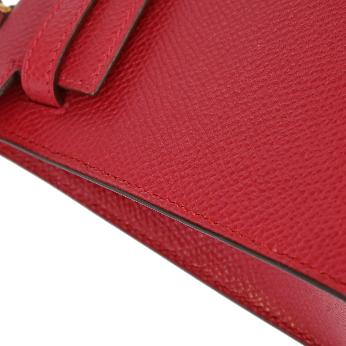 Hermes Rouge Garance Courchevel Mini Kelly 15 Sellier 2way Shoulder Handbag